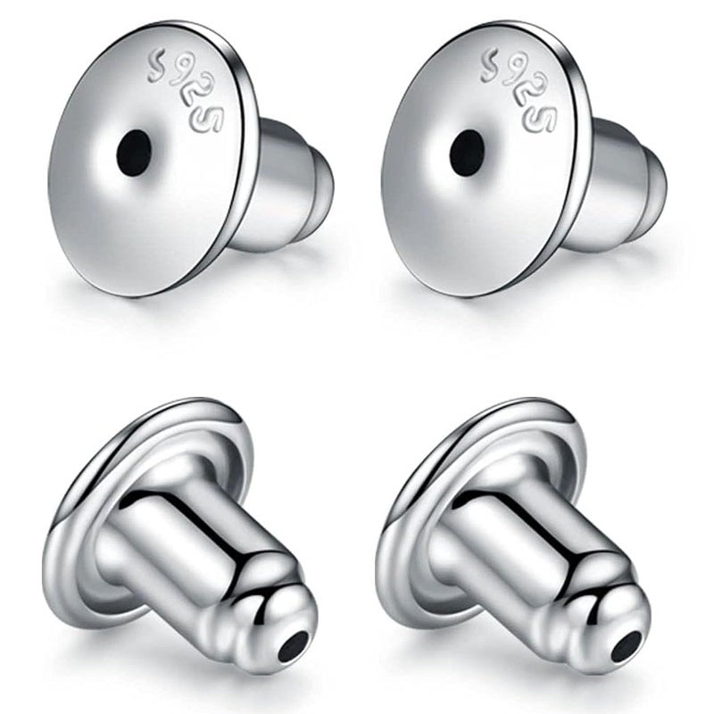 Catinee Locking Earring Backs for Studs,14k Plated White Gold Earrings Back for Studs Secure,Hypoallergenic Earring Back Apply to Earring Backs for Droopy Ears(4pcs/2pair) - Image 1